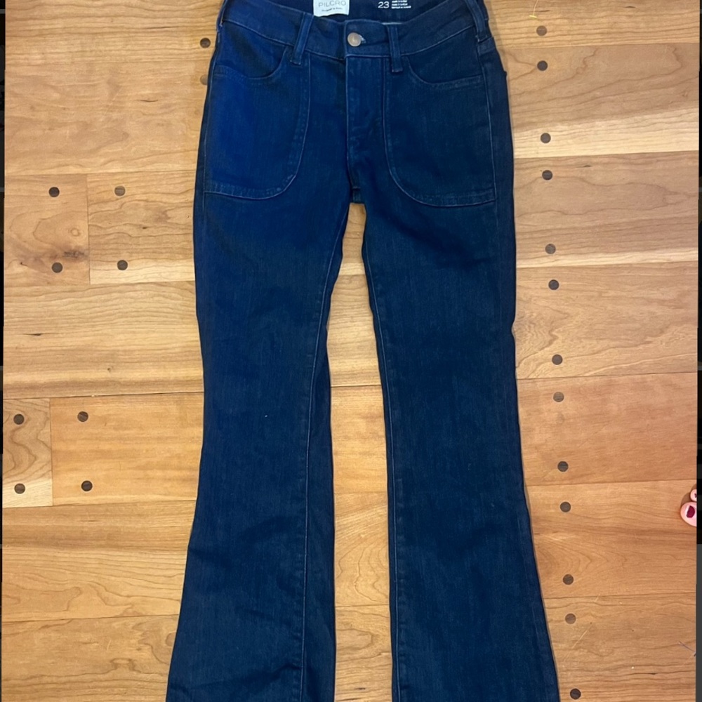 Pilcro Blue Flare Wide Leg Jeans Timeless Style